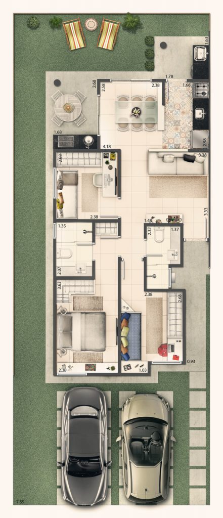 Casa Terrea 70m² - 3 Quartos