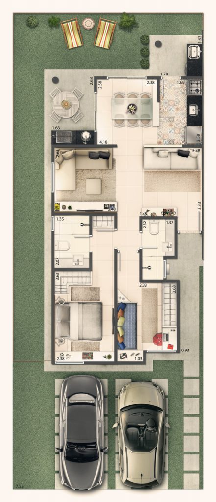 Casa Terrea 70m² - Sala ampliada