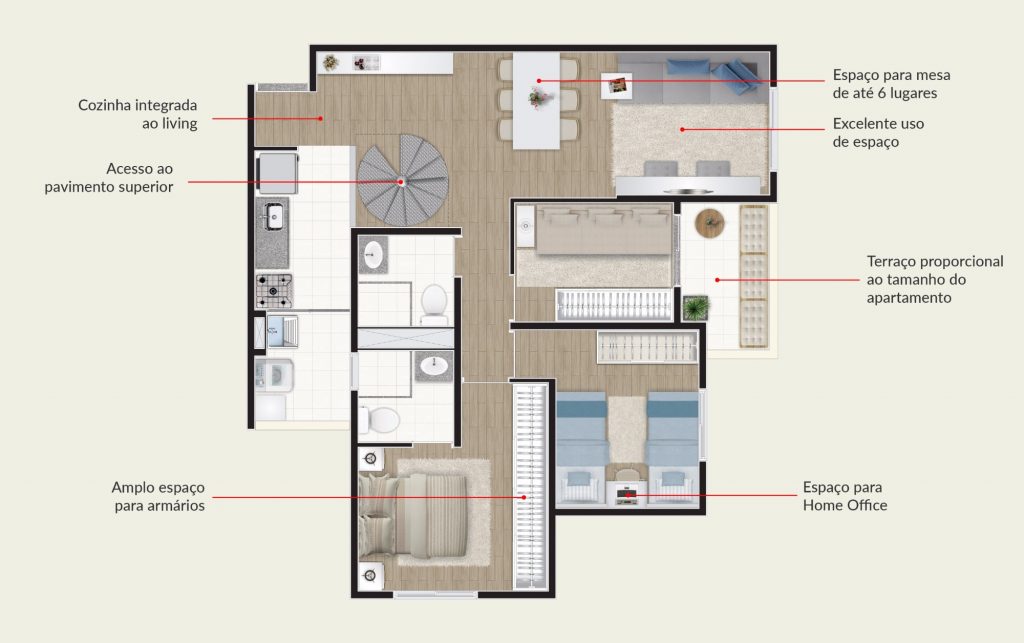 3 dorms (1suite) 140m² (opcao duplex inferior) com deposito galeria