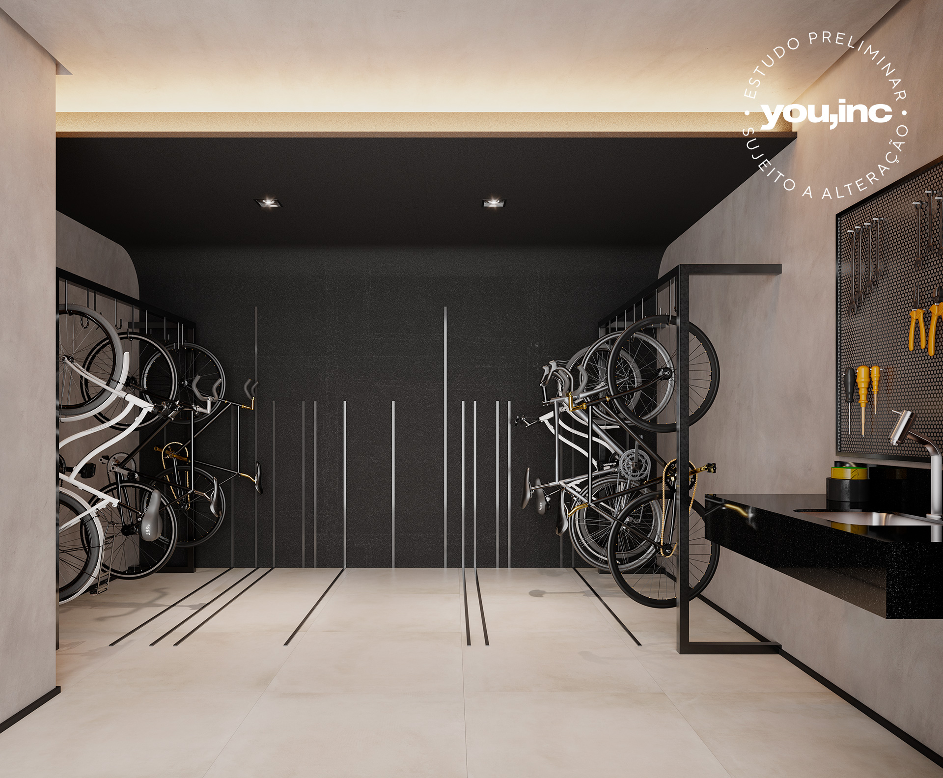 Bicicletário Studios Perspectiva Ilustrada