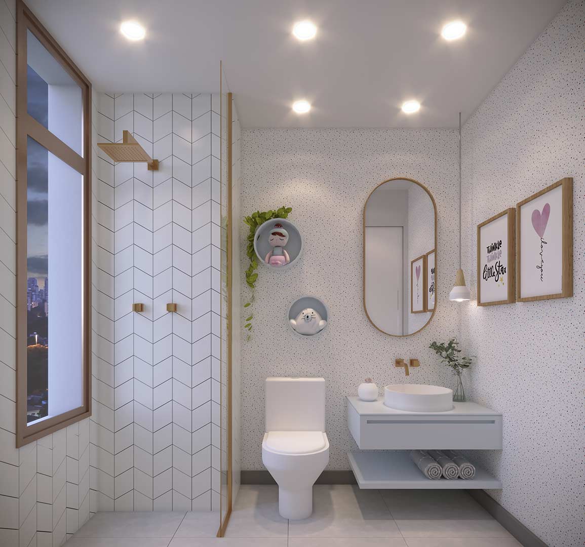 Banheiro Menina Perpsectiva Ilustrada