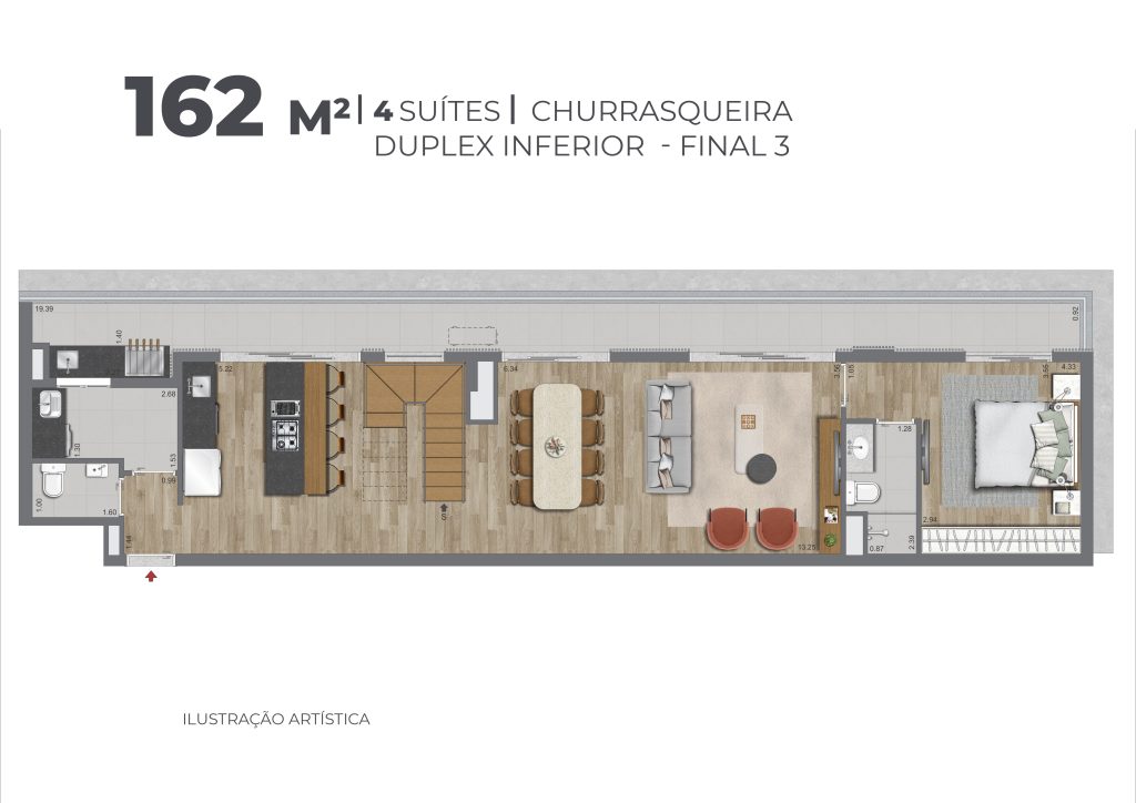 162m² - Duplex superior com Churrasqueira