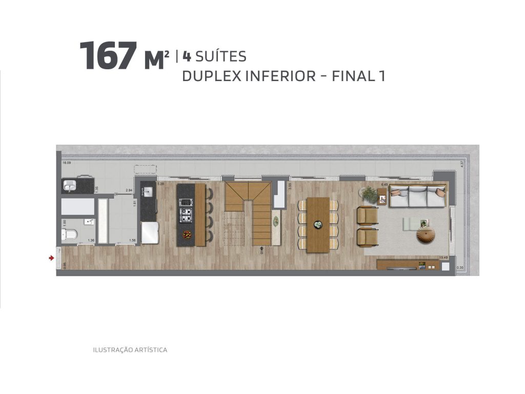 167m² - Duplex inferior
