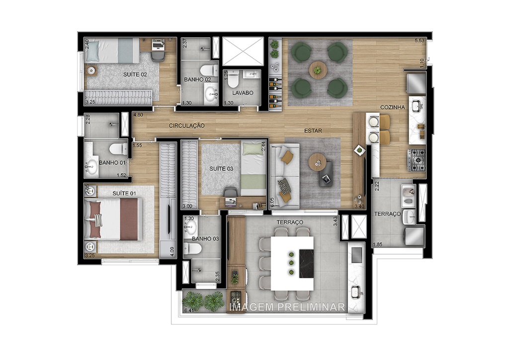 3 Suítes - 110 m²
