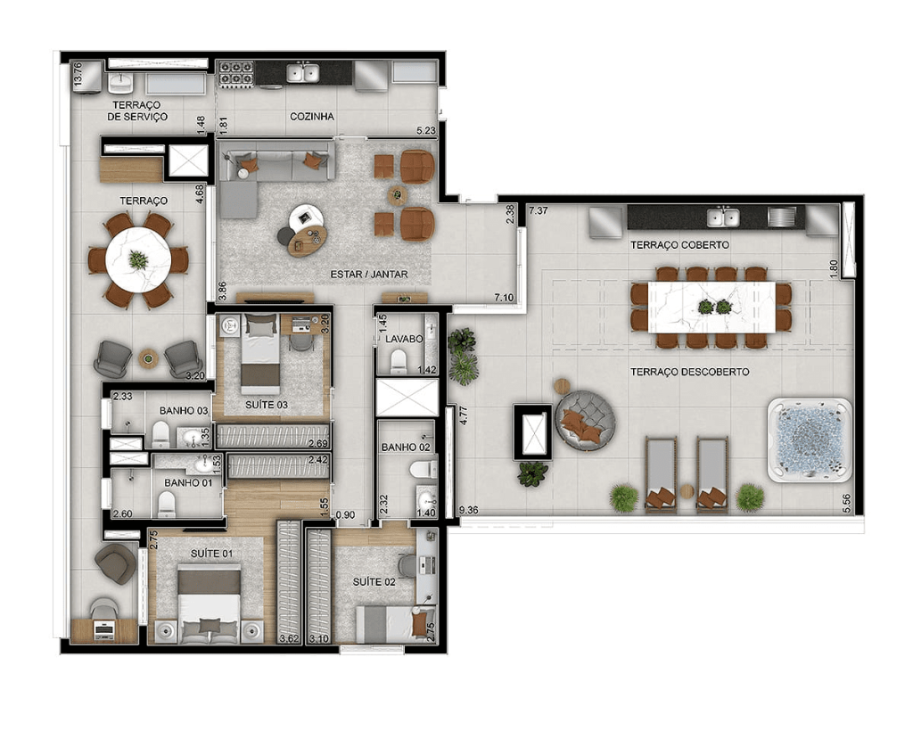 Penthouse - 3 suites - 201m²