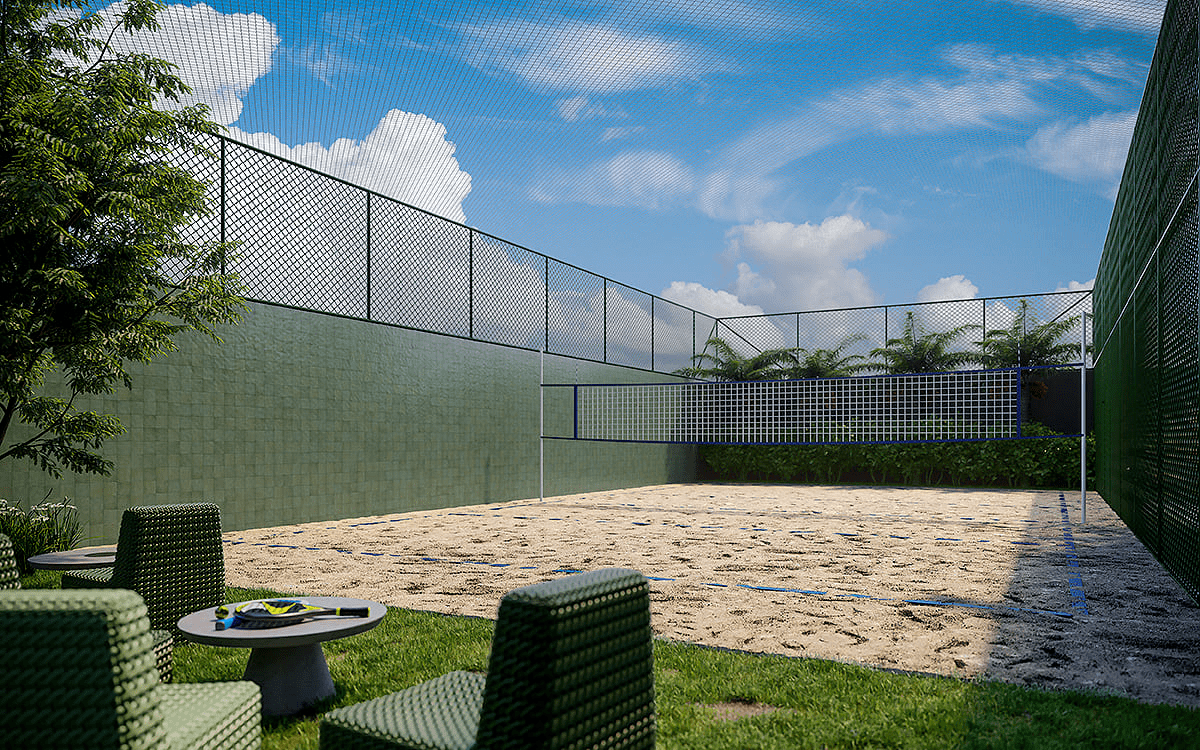 Quadra de beach tennis Perspectiva Ilustrada